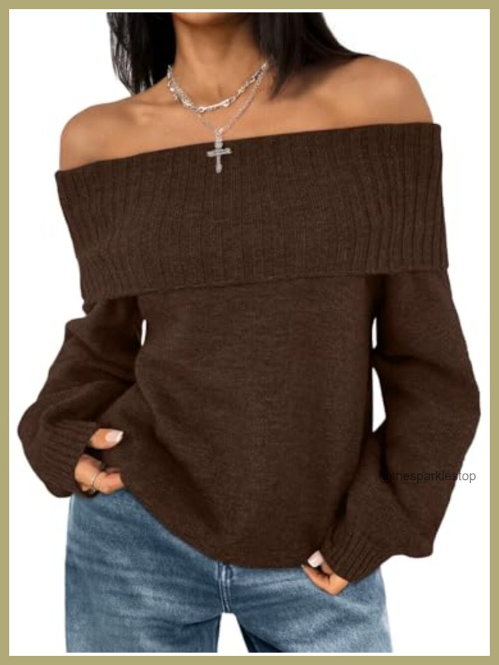 Off The Shoulder Oversized Sweater Womens Fall Pullover Knit Top